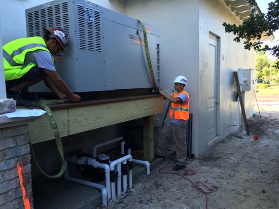 Installing a generator on a raised platform above flood level